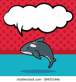 sea animal whale doodle, speech bubble