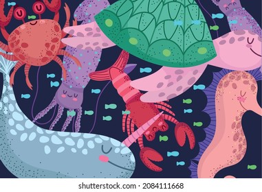 sea animals aquatic cartoon background