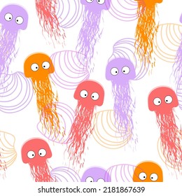 Sea animals blue watercolor ocean seamless pettern fish, turtle, whale and coral. Sea life pattern.