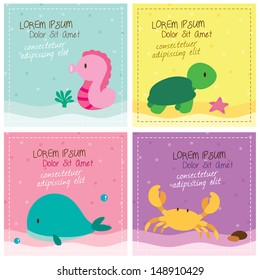 sea animals card set