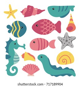 Sea animals collection