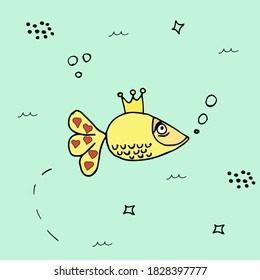 Sea Animals Collection jellifish doodle child vector