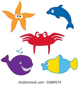 Sea animals collection. Vector format