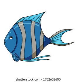 sea animals color cartoon for web and mobile design. vector illustration isolated on white background. bright tropical fish