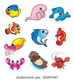 Little Animals Watercolor Cartoon Style Cute Stock Illustration 1385830250