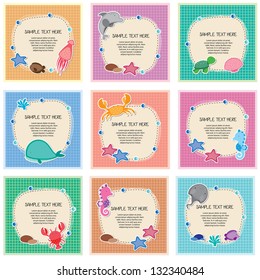 sea animals design layout set