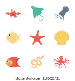 
Sea Animals Flat Icons 
