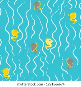Sea animals hand drawn seamless pattern. Marine life. Ocean wildlife. Vector collection Cute ocean sea creatures for girls and boys summer baby shower and birthday designs