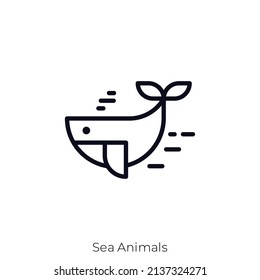 Sea Animals icon. Outline style icon design isolated on white background