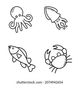 sea animals Icon, Outline vector of sea animals