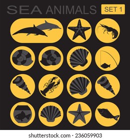 Sea animals icon. Vector illustration 