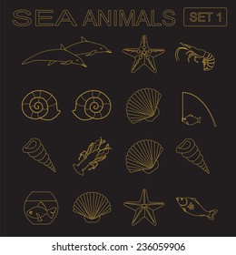 Sea animals icon. Vector illustration 