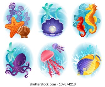 Sea animals icons