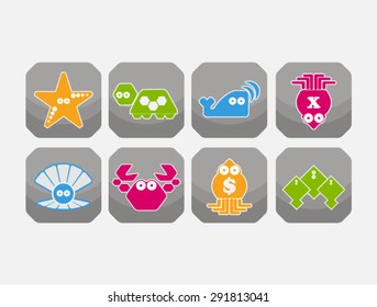 Sea animals icons  