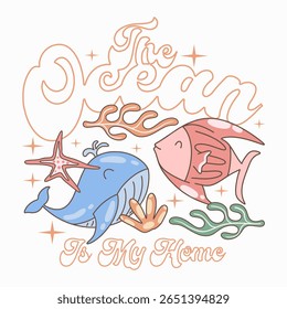 Sea animals quotes t-shirt designs bundle with groove style, Vintage aquatic animals graphic, Underwater animals design or print, Ocean conservation poster design