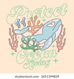 Sea animals quotes t-shirt designs bundle with groove style, Vintage aquatic animals graphic, Underwater animals design or print, Ocean conservation poster design