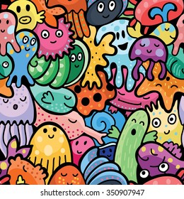 Sea animals seamless pattern