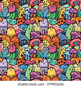 Sea animals seamless pattern. Vector background