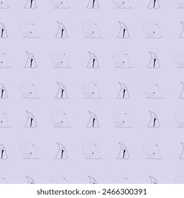 Sea animals seamless patterns with black-and-white combinations. 