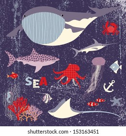 Sea animals set