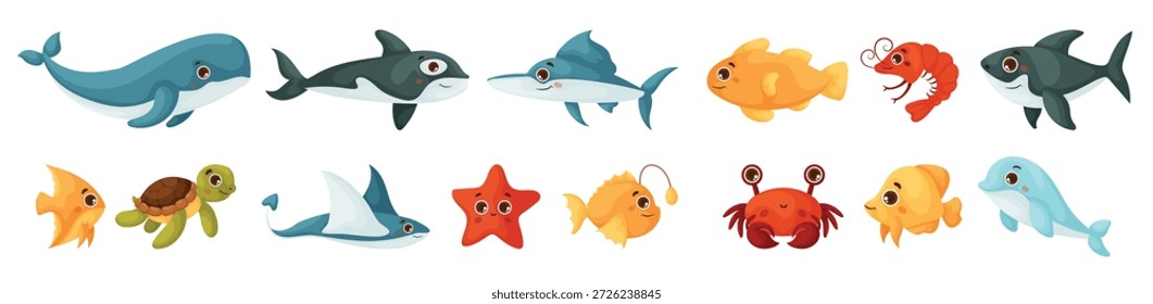 sea animals set illustration vector 