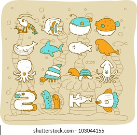 Sea animals set | Mocha Series