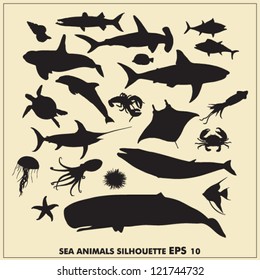Sea animals silhouette