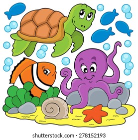 Sea animals thematic image - eps10 vector illustration.