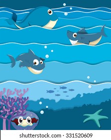Sea animals under the ocean illustration