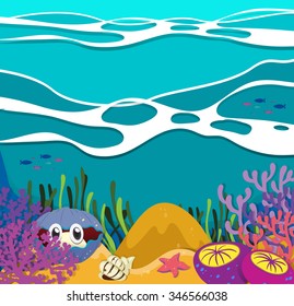 Sea animals under the ocean illustration