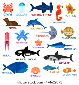 Sea Creatures With Name Stock Illustrations Images Vectors Shutterstock
