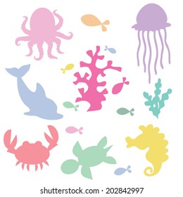 Sea animals vector illustration