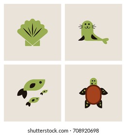 Sea animals vector stock collection