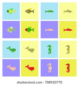 Sea animals vector stock collection