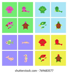 Sea animals vector stock collection