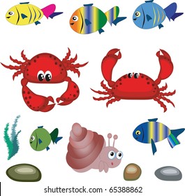 Sea animals,icons.