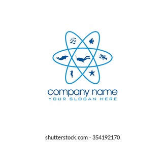 sea atom circle logo icon vector
