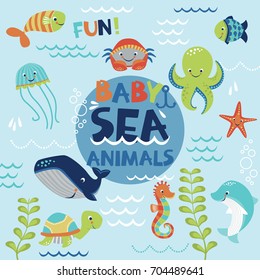 Sea Baby Animals Vector Set