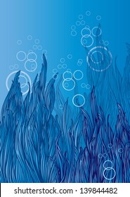 sea background with algae and waves
