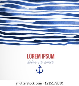 Sea background with blue wave stripes and place for your text