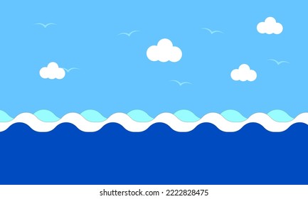 sea background with cloud. blue sea background - stock vector.	
