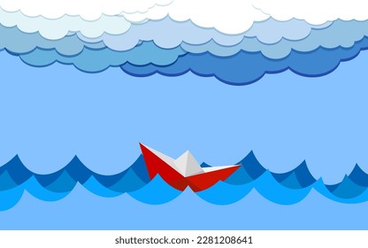 fondo marino nube papel de barco cortar arte.