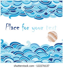 sea background with cockleshell and place for text