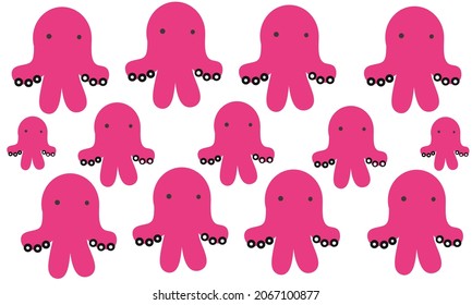 sea ​​animal background.  cute squid