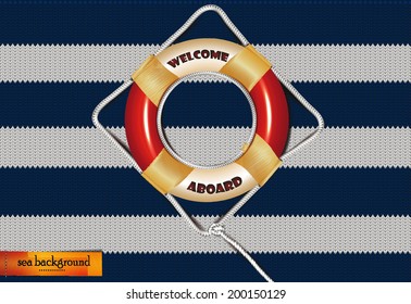 Sea background with the  life preserverrope