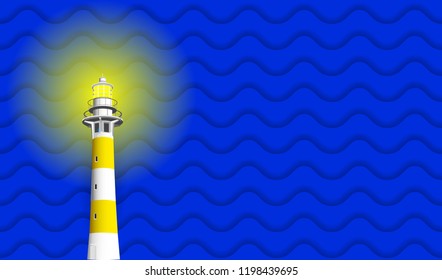 Sea background with lighthouse. Vector illustration EPS10