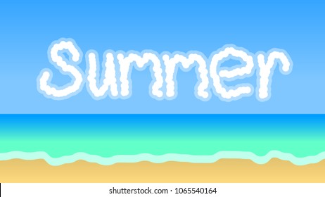 Sea background with sea, palm trees, sand, sky, starfish and seashells to decorate banners, leaflets, booklets. Vector illustration.