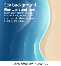 Sea background with sand, beach, waves and text template for banner