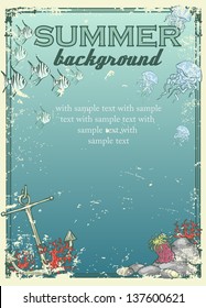 Sea background. Summer beach background with sample text.