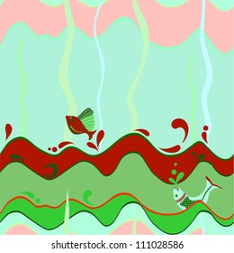 Sea background. Vector cartoon seamless illustration.